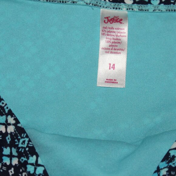 Blue & White 2 Pcs Justice Bikini Swimsuit Size 14 - Picture 5 of 11